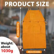 Multi-Functional Cowhide Welding Heat Insulation Apron, Wear-Resistant And Anti-Scald, Electric Welding Blacksmith Tool Storage Apron