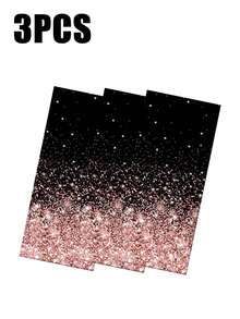 3 件，137 * 274 厘米/54 * 108 英寸一次性派对桌布，黑色和玫瑰金主题图案桌布，适合各种主题派对和日常使用（可悬挂作为背景以增强节日气氛） - 黑粉紅色 - 查看 8