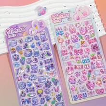 YTES 儿童卡通可爱奖励梦幻兔子水晶浮雕泡沫贴纸，适用于剪贴簿和装饰 - 彩色 - 查看 1