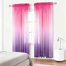 2pcs Modern Gradient Semi-Sheer Curtains, Semi-Transparent Curtains Suitable For Balcony, Bedroom And Living Room Home Decor, Multiple Gradient Colors