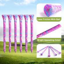 FINGER TEN 30pcs/Pack Durable Wooden Golf Tees, 3 1/4 Inch/2 3/4 Inch, Bamboo, 70mm/83mm, Pink, Purple, Grey - Purple - View 6