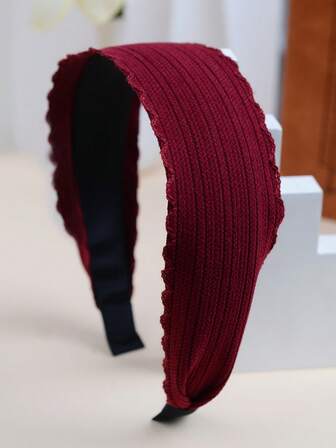 1pc Solid Color Bohemian Faux Knit Headband, Burgundy, New Autumn/Winter Design For Women ,Hairband ,Diadema ,Hair Hoop
