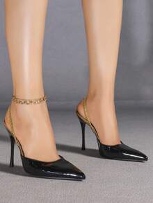 Giày cao gót mũi nhọn màu đen thời trang dự tiệc sang trọng hàng ngày thoải mái cho nữ - màu đen - Xem 2