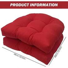 YQQ Cojines de asiento al aire libre 2pcs cojín de silla de patio en forma de U 19x19 pulgadas cojín de silla con mechones sobrecargados para silla de ratán de patio de jardín rojo cojines de asiento2179 - Roja - Ver 6