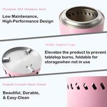 Chimenea de mesa sin humo portatil para camping patio y patio trasero estufa de bajo humo con bolsa de transporte tenedores y alfombrilla alimentado por pellets o madera azul cielo - rosa - Ver 2