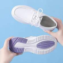 Scarpe da infermiera bianche da donna, suola morbida, traspiranti, antiscivolo, resistenti all'usura, confortevoli per un lungo utilizzo, adatte per uso interno ed esterno, ideali per infermiere e personale ospedaliero - Bianco - Visualizzare 5