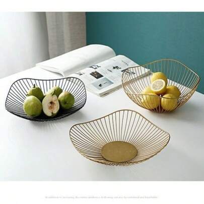 Iron Fruit Basket, Rust-Resistant & Breathable Snack Bowl - Kitchen Storage Organizer Rack, Can Hold Fruits And Packaged Snacks, Also Suitable For Living Room Or Kitchen