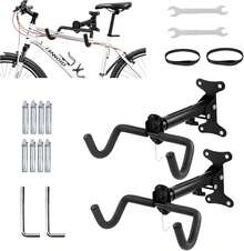 Set de 2 Porta Bicicleta, Porta Bicicleta Auto y Pared, Extensible, con Correas para Ruedas, Llave Sencilla, Metal + Espuma de 8mm, Color Negro - Negro - Ver 11