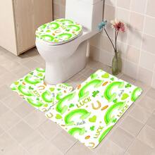 1pc/4pcs St. Patrick's Day Rainbow Lucky Element Shower Curtain Set, Includes Leprechaun, Hat, Beer, Clover, Gold Pot Elements Shower Curtain Set, Bathroom Divider Shower Curtain With Hooks, Anti-Slip Bathroom Mat Carpet, U-Shaped Toilet Mat, Toilet Seat Cover, Holiday Party Home Bathroom Accessories 4-Piece Shower Curtain Set - Multicolor - View 34