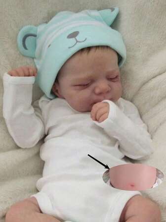 48cm/19in Soft Vinyl Reborn Baby Doll, 3D Painted Skin With Visible Veins, Realistic Sleeping Newborn Doll For Bath, Children's Birthday Gift (Accessories Like Pacifier, Bottle, Diaper, Hat And Outfit Included, Randomly Assorted)