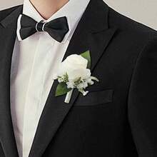 3件套象牙色新娘及伴娘胸花套装,包含新郎胸花和手腕花;10英寸白色香槟色人造玫瑰花束,适合婚礼仪式装饰、周年纪念、情人节礼物 - 象牙 - 查看 4