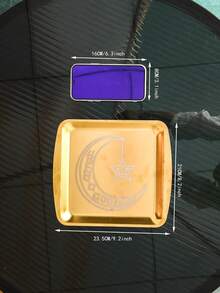 1pc New 304 Stainless Steel Korean Style Rectangular Plate, Gold Color Tray, Craft Dish, Suitable For Outdoor, Gift, Party, Garden