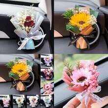 Wartleves - Pequeño ramo de aire para ambientador de coche, clips de ventilación, mini ramo de flores secas, salida de aire acondicionado, clip de perfume, decoración del coche, difusor de aceite(C) - Multicolor - Ver 1