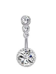 Rhinestone Circular Zirconia Navel Ring, Vintage Style Shiny Piercing Jewelry For Women - Style 1 - View 5