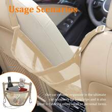 Soporte para cartera de coche, organizador de bolsillo de red entre asientos delanteros, barrera automotriz ayuda a proteger el asiento trasero de los niños, mascotas, accesorios interiores del coche para mujeres y hombres (caqui oscuro) - Negro - Ver 6