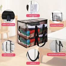 Extra Large Moving Bag - Zinc Alloy Zipper, Webbing Edging, Sturdy Handles, Heavy-Duty Construction, Clear Plastic, Spacious Storage Compartments - Perfect For Hassle-Free Moving, College Dorms, And Home Organizing Needs. - Transparent Black Border - View 4