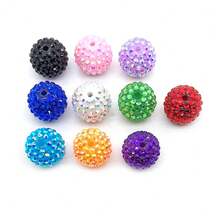 10pcs 20mm Large Size Rhinestone Disco Ball Beads Round Spacer Color Charms For Jewelry Bracelet Necklace Bag Chain Making Crafts Beading Pen Supplies