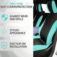 BBTO 43 Pcs Bling Car Accessories Set For Women Front Seats And Rear Bench Polyester Car Seat Protectors Wheel Cover Seat Floor Mats Full Crystal Automotive Interior Decor Mint Green - MintGreen - View 5