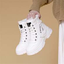 Women's Snow Boots, Warm Winter Boots, Waterproof & Comfortable Combat Boots - White - View 6