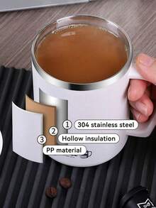 1pc 12oz Stainless Steel Vacuum Insulated Travel Mug With Handle, Double Wall Thermal Coffee Cup With Sliding Lid, Leak-Proof & Spill-Proof Milk/Coffee Cup, Large Capacity Drinkware For Home, School, Office, Camping, Picnic - Multicolor - View 7