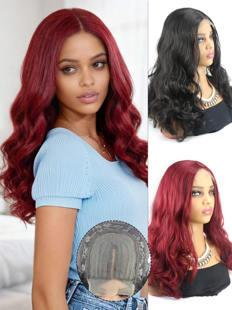 18 Inch Curly Lace Front Wig - High Temperature Synthetic Fiber Material, 4x1 Lace Area, Realistic Hairline, Suitable For Everyday Wear - Multicolor - View 1
