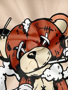 Men's Punk Bear Print Long Sleeve T-Shirt And Pants Set - Multicolor - View 5