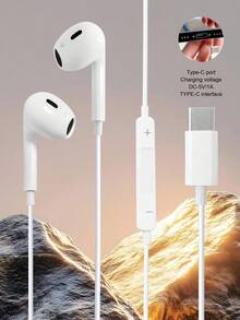 有线入耳式耳机，配备 Type-C 接口，高品质低音，防噪音，兼容小米、vivo 及其他 Type-C 设备