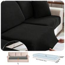 1pc Modern Minimalist Stretch Sofa Cover, Made Of Polyester Fiber, Machine Washable, Protects Sofa From Dust And Dirt, Suitable For All Seasons, Removable & Washable Slip-On Sofa Cushion Cover - Black - View 12