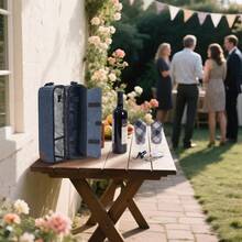 ALLCAMP - Bolsa de vino aada con copas de vino abridor de botellas y accesorios de vino para amantes del vino bolsa de regalo portátil para viajes picnic e ideas de regalo azul - Azul - Ver 5