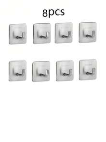 1pc/2pcs/4pcs/6pcs/8pcs/12pcs Heavy Duty Adhesive Hooks, Towel Hooks, Stick On Hooks, Wall Hangers, Waterproof Stainless Steel Sticky Hooks For Bathroom Kitchen Home - Multicolor - View 14