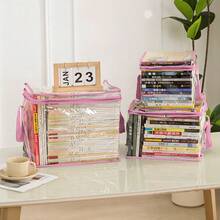 1pc Foldable Transparent PVC Storage Bag - Large Capacity Storage + Black Edging Reinforcement, Handheld Portable + Foldable Space-Saving, Scratch-Resistant Suitable For Storing Toys/Clothes/Books, Home Organization/Travel/Dorm - Multicolor - View 6