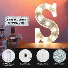 Letras decorativas LED de tono cálido Las letras plateadas iluminadas son perfectas para iluminar tus fiestas, cumpleaños, bodas, aniversarios y dormitorios. Letra W - 1 - Ver 5