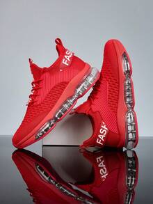 Chaussures de sport casual à mailles aérées et ajourées pour hommes, convenant pour toutes les saisons - 5001 Rouge - Voir 1