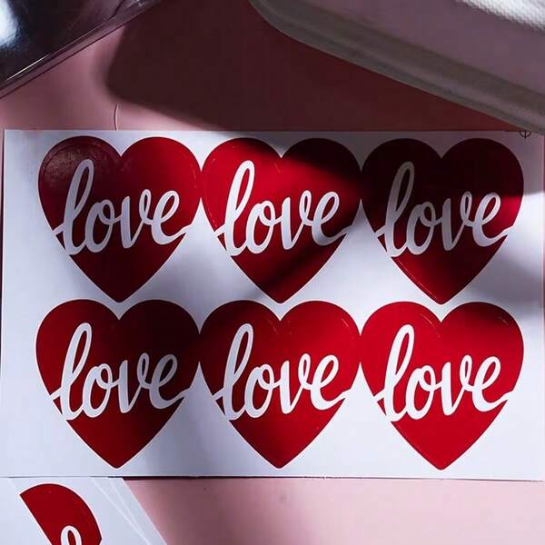 1set/30pcs,Red Heart-Shaped "Love" Sealing Sticker Is Suitable For Sealing Wedding And Valentine'S Day Gift Packaging, Boxes, Bags And Envelopes. It'S A Cute Sticker