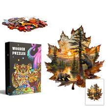 1 bộ ghép hình bằng gỗ hình gấu nâu mùa thu/dấu chân vàng, đồ chơi ghép hình bằng gỗ hình động vật không đối xứng, quà tặng trò chơi độc đáo cho bữa tiệc, tranh ghép hình trang trí, tranh ghép hình ma thuật để bàn, tranh ghép hình giáo dục sáng tạo cho trẻ em, quà tặng ngày lễ, tranh ghép hình bằng gỗ cho người lớn, quà tặng Lễ Tạ ơn/Năm mới/Sinh nhật (Ghép hình 2D) - Nhiều màu - Xem 3