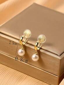 1 para modnych kolczyków z wisiorkiem ze sztucznych pereł dla kobiet, kolczyki na klipsy o eleganckim, ekskluzywnym charakterze, odpowiednie do noszenia na co dzień i jako prezent świąteczny