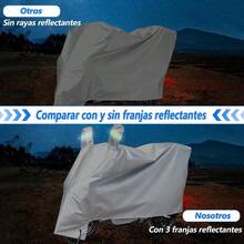 Funda para Moto Impermeable con Tiras Reflectantes y Oo de Cerradura Protección de Espeo Protección UV Adecuada para onda   arley etc Plata (XL) - SG - Ver 5