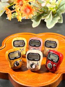 优雅木纹迷你环形计数卡片套装，便携式简约念珠计数器，计数范围0-99999，中东阿拉伯祈祷计数器，多用途计数器 - 彩色 - 查看 1