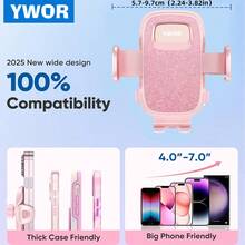 YWOR Pink Car Phone Holder, Universal Car Phone Holder, Super Suction Cup Car Phone Holder - Pink - View 10