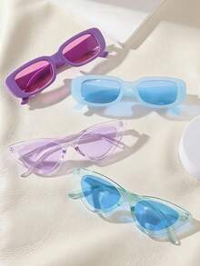 4 Pieces Of Candy-Colored Stylish Tinted Glasses, Suitable For Both Boys And Girls - Multicolor - View 2