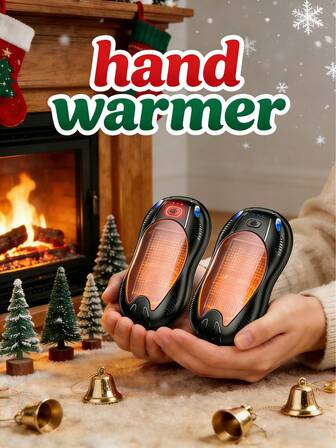 2个装USB充电式暖手宝，5000mAh便携式暖手宝，便携式电暖器，持久保暖口袋暖手宝，狩猎装备，男女通用，适合露营、户外活动，圣诞节及节日礼物，暖手宝，男士礼物，圣诞袜填充物，可充电暖手宝