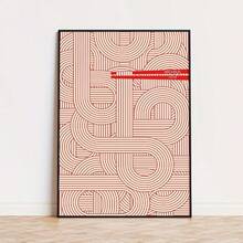 Stampa artistica da parete ispirata al Bauhaus - cartellone astratto moderno rosso su tela per decorazione di casa e ufficio, senza cornice - Multicolore - Visualizzare 1