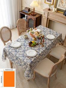 1 chiếc khăn trải bàn in họa tiết hoa hồng xanh dương, phong cách cổ điển sang trọng kiểu Pháp, thích hợp cho nhà bếp, bàn ăn, bàn cà phê, kệ tivi, lối vào, các dịp lễ, tiệc tùng, đám cưới, kỷ niệm, mọi mùa. - Xanh và trắng - Xem 17