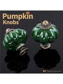 6pcs Vintage Dark Green Ceramic Cabinet Knobs, 1 Set Dresser Knobs, Drawer Pulls And Handles With Mounting Screws - Dark Green - View 7