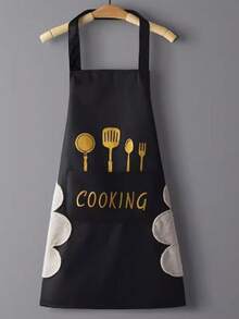 Waterproof And Oil Resistant Vinyl Kitchen Apron With Pockets-Perfect For Cooking,Baking,And Gardening,Restaurant Servers,Sleeveless,Hand Wiping,Kitchen Use - 黑與白 - 查看 15