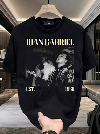 T-shirts de algodón para hombres: camisetas suaves y clásicas para el día a día |   Estampado de Juan Gabriel |   Ideal para fans de música, cómoda y versátil |   180gsm, 100% algodón, camisetas relajantes de alta calidad, respirables, ideales como regalo |   Camiseta clásica, perfecta para eventos especiales |   T-shirt gráfica para hombres |   Comodidad para respirar, suave.