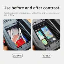 smabee - Organizador de consola central para  CX-90 CX90 CX-70 CX70 CX70 2025, caja de almacenamiento para reposabrazos de coche, accesorios TPE, interior negro - / - Ver 3