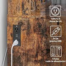 Tocador con Espejo y Luces,Tocador de Maquillaje de 35,4'' con 2 Cajones y Armario,Mesa de Maquillaje con Panel Plegable y 3 Estantes,Taburete de Almacenamiento,Juego de Tocadors para Recamara,Marrón - Camel - Ver 4