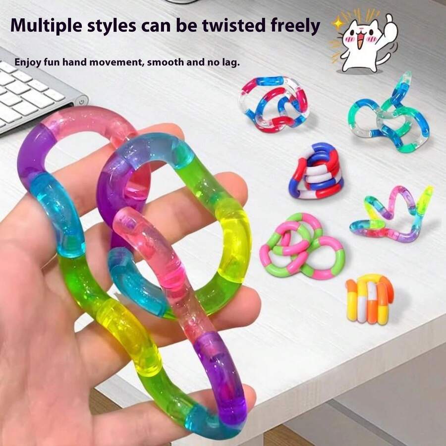 2026新款7色扭扭指尖玩具，缓解压力，挤压玩具，手指锻炼器，专注力训练工具，生日/圣诞节/节日礼物，完美之选 - 彩色 - 查看 1