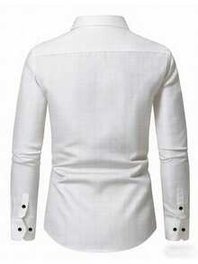 Men's Classic Fashion Long Sleeve Plaid Print Shirt, Stylish And Comfortable, Suitable For Business And Casual Occasions - White - View 3